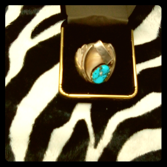 Native American Claw & Turquoise Men's Ring